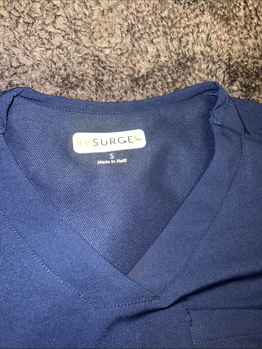 Navy V-Neck Short Sleeve Pocket Scrubs - Picture 2 of 2